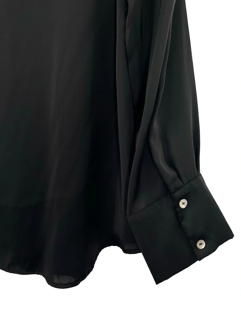 Zara Black Satin Button Down V Neck Blouse Size Medium - Picture 6 of 9